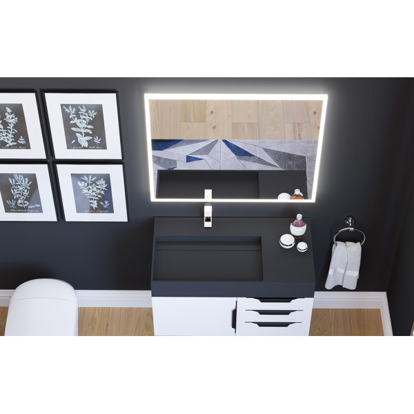 Orren Ellis Jessalyn 36" x 30" Voice Control Smart LED Light Bathroom